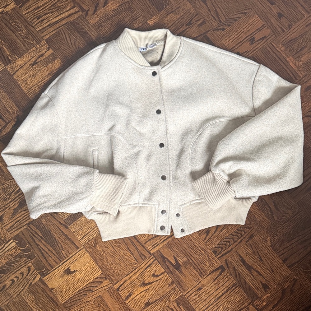 New Zara Women's Beige Bomber Jacket